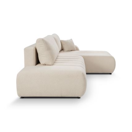 L-shaped folding corner lounge suite with a storage space DESIO right beige