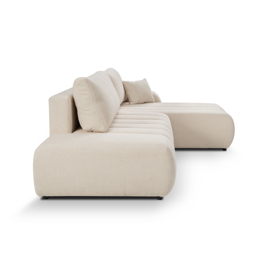 L-shaped folding corner lounge suite with a storage space DESIO right beige