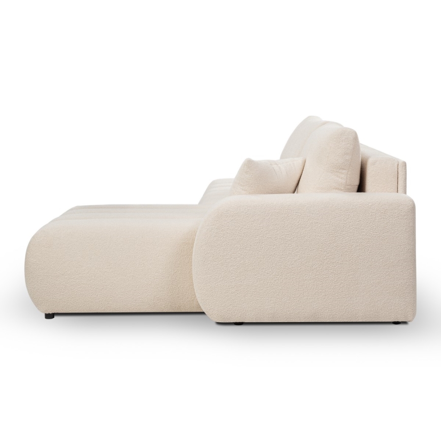 L-shaped folding corner lounge suite with a storage space DESIO right beige