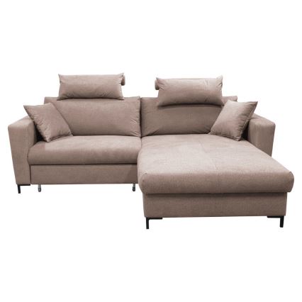 L-shaped folding corner lounge suite with a storage space HORTA right pink