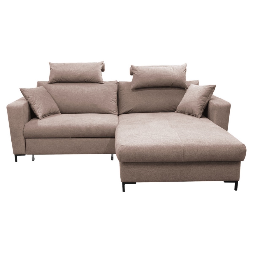L-shaped folding corner lounge suite with a storage space HORTA right pink
