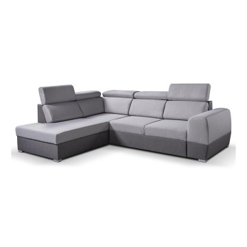 L-shaped folding corner lounge suite with a storage space MATRIX grey left