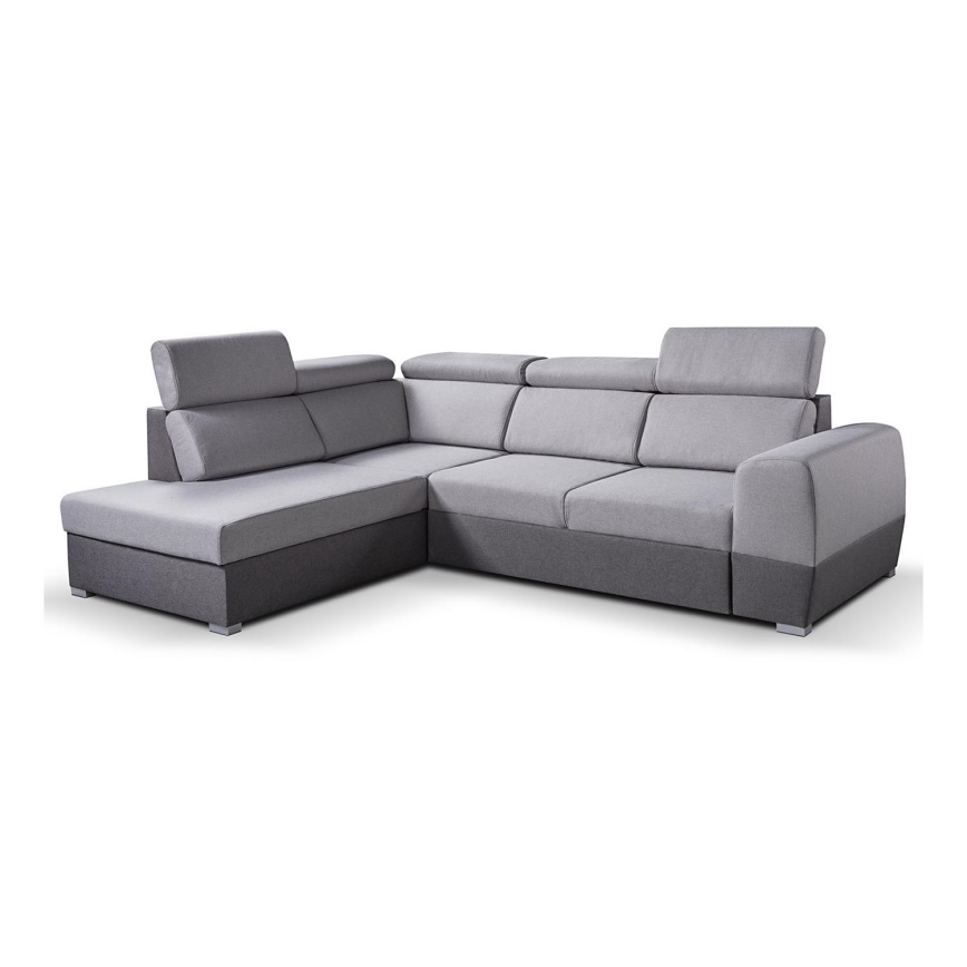 L-shaped folding corner lounge suite with a storage space MATRIX grey left