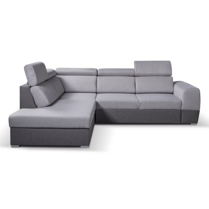 L-shaped folding corner lounge suite with a storage space MATRIX grey left