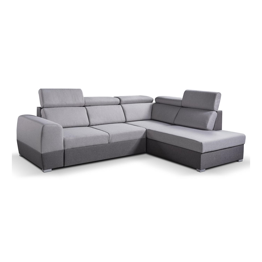 L-shaped folding corner lounge suite with a storage space MATRIX grey right