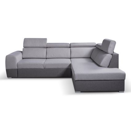 L-shaped folding corner lounge suite with a storage space MATRIX grey right