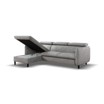 L-shaped folding corner lounge suite with a storage space NISA grey left