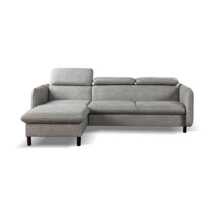 L-shaped folding corner lounge suite with a storage space NISA grey left