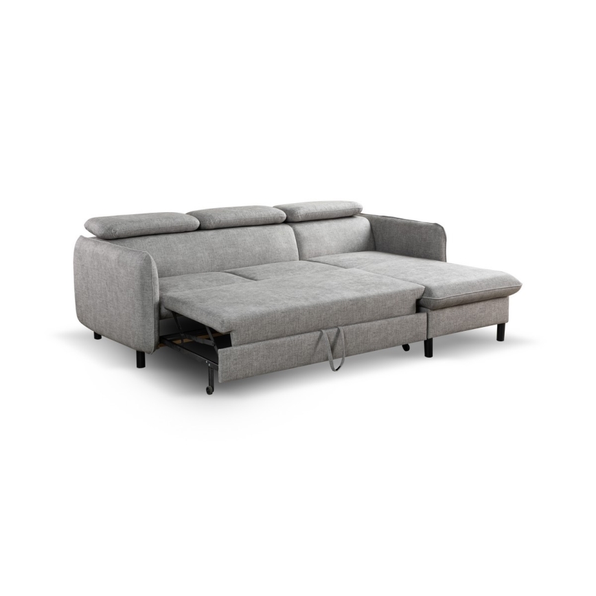 L-shaped folding corner lounge suite with a storage space NISA grey right