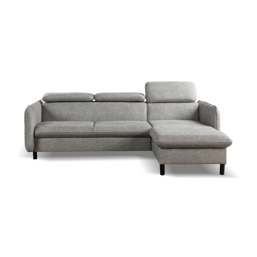 L-shaped folding corner lounge suite with a storage space NISA grey right