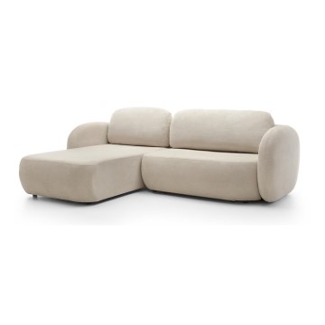 L-shaped folding corner lounge suite with a storage space OLBIA left beige