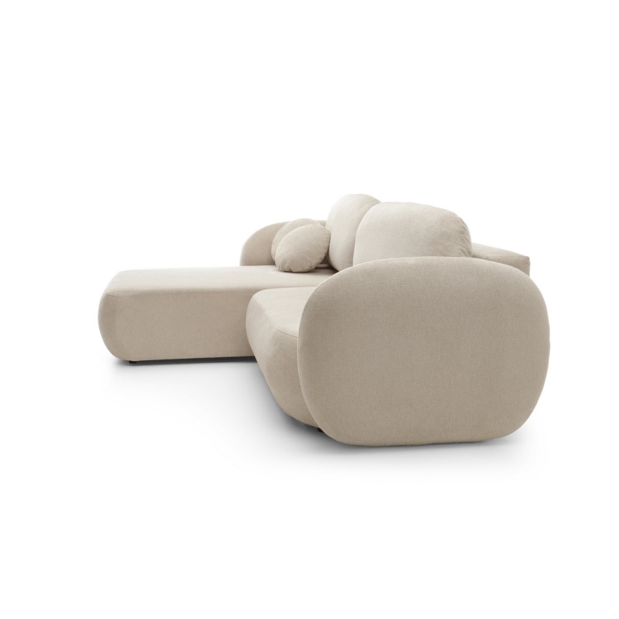 L-shaped folding corner lounge suite with a storage space OLBIA left beige