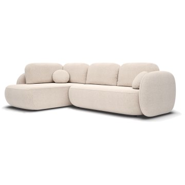 L-shaped folding corner lounge suite with a storage space OLBIA left beige