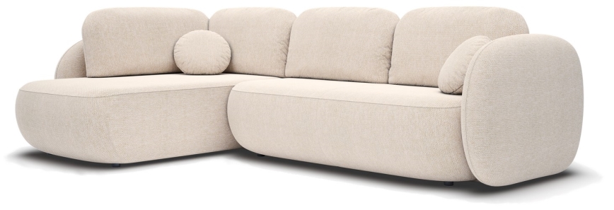 L-shaped folding corner lounge suite with a storage space OLBIA left beige