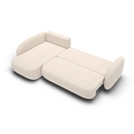 L-shaped folding corner lounge suite with a storage space OLBIA left beige
