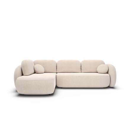 L-shaped folding corner lounge suite with a storage space OLBIA left beige