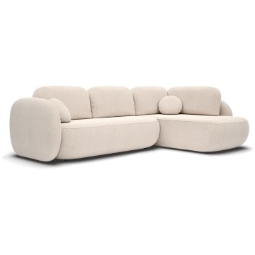 L-shaped folding corner lounge suite with a storage space OLBIA right beige