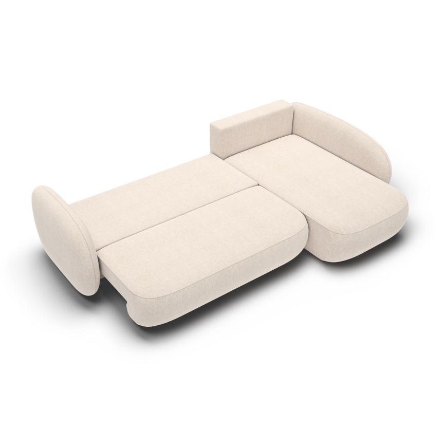 L-shaped folding corner lounge suite with a storage space OLBIA right beige