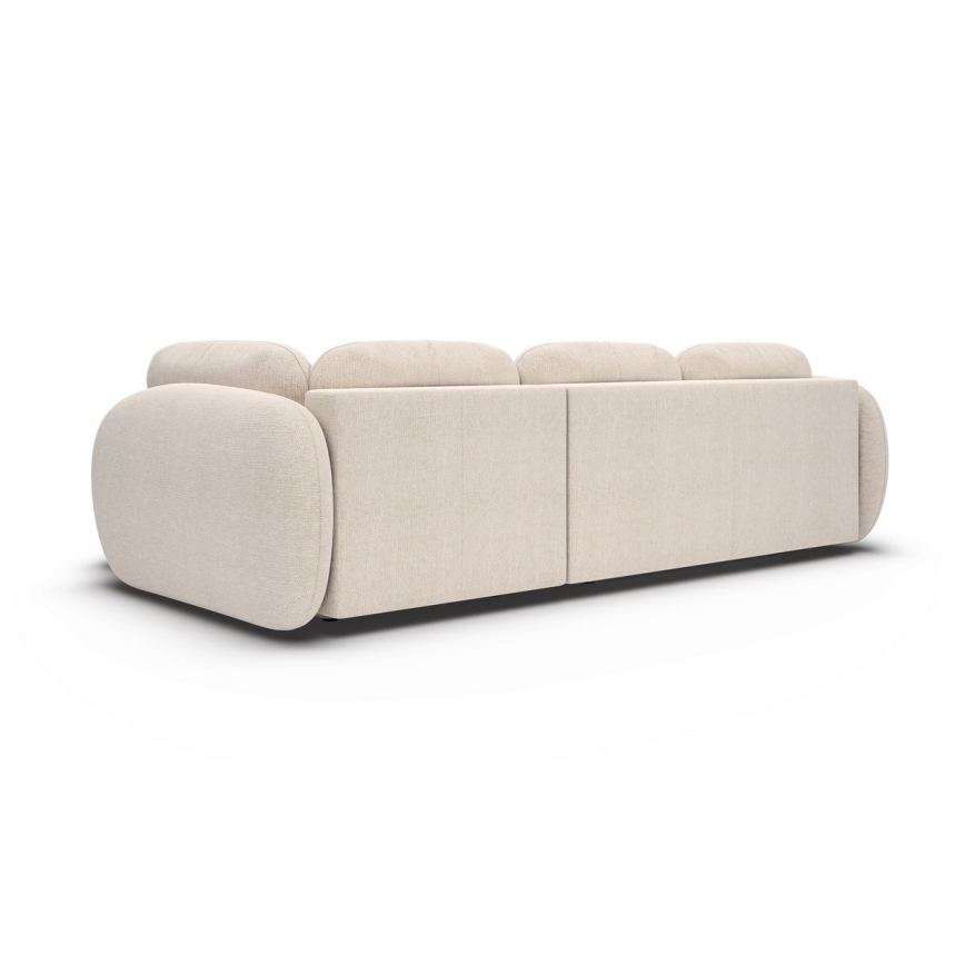 L-shaped folding corner lounge suite with a storage space OLBIA right beige
