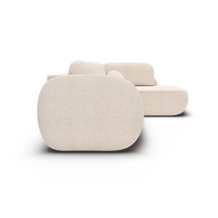 L-shaped folding corner lounge suite with a storage space OLBIA right beige