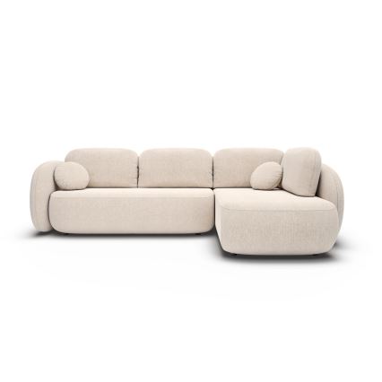 L-shaped folding corner lounge suite with a storage space OLBIA right beige