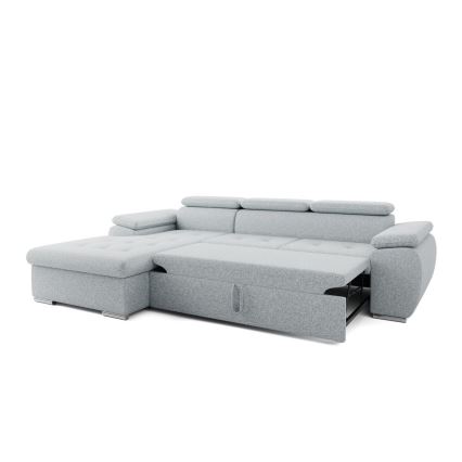 L-shaped folding corner lounge suite with a storage space PADUA grey left