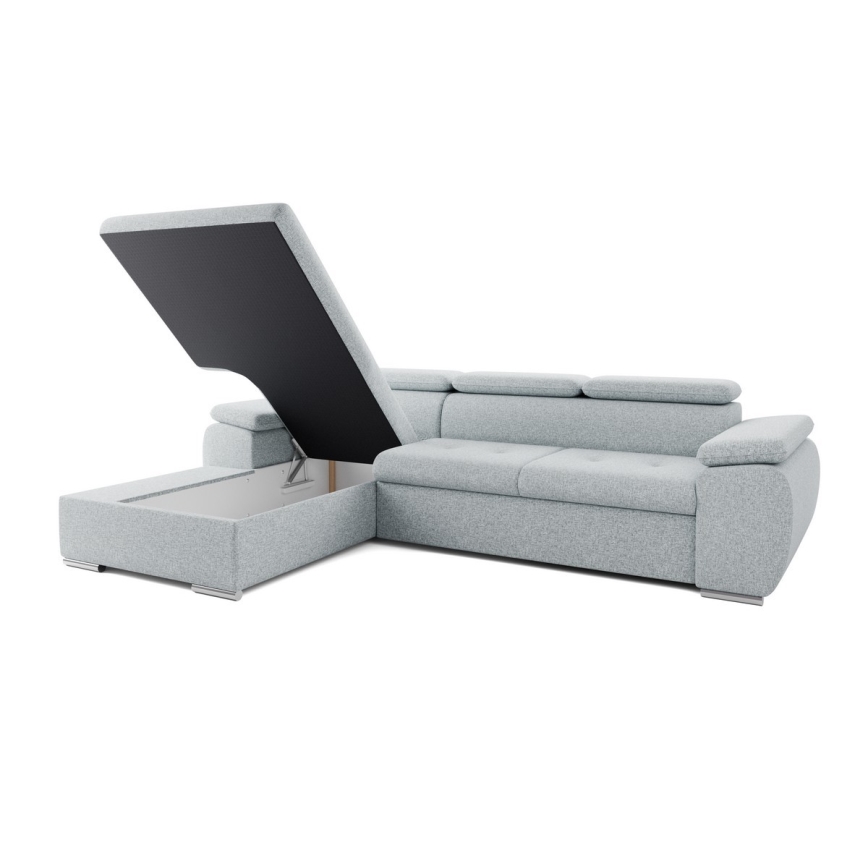 L-shaped folding corner lounge suite with a storage space PADUA grey left