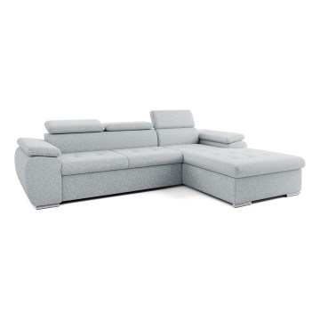 L-shaped folding corner lounge suite with a storage space PADUA grey right