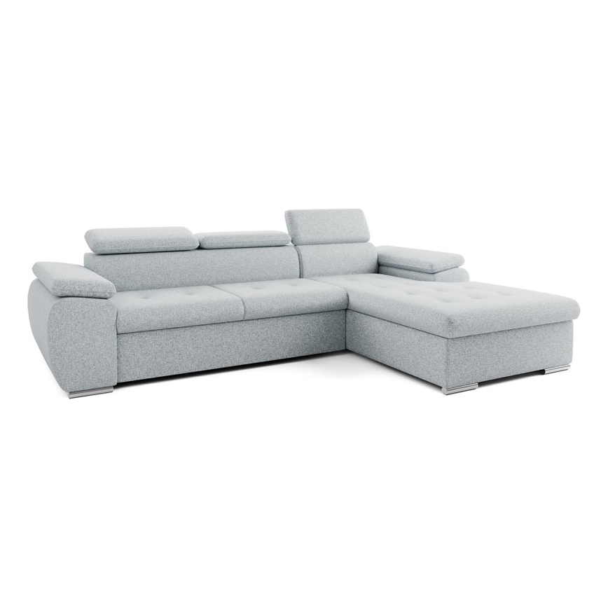 L-shaped folding corner lounge suite with a storage space PADUA grey right