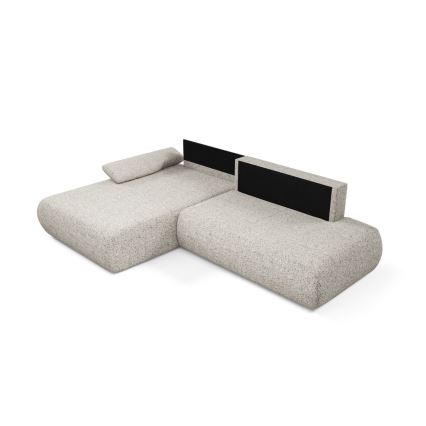 L-shaped folding corner lounge suite with a storage space PRATO left beige