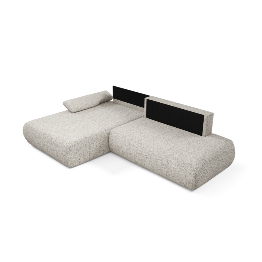 L-shaped folding corner lounge suite with a storage space PRATO left beige