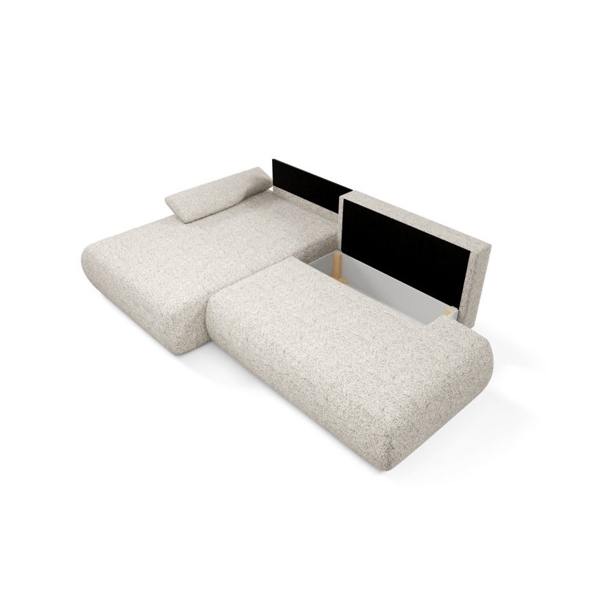 L-shaped folding corner lounge suite with a storage space PRATO left beige