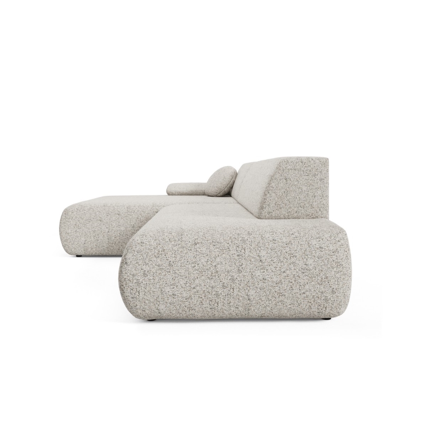L-shaped folding corner lounge suite with a storage space PRATO left beige