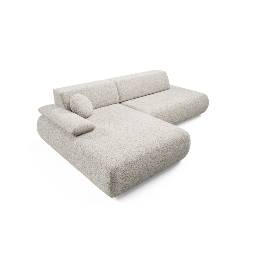L-shaped folding corner lounge suite with a storage space PRATO left beige