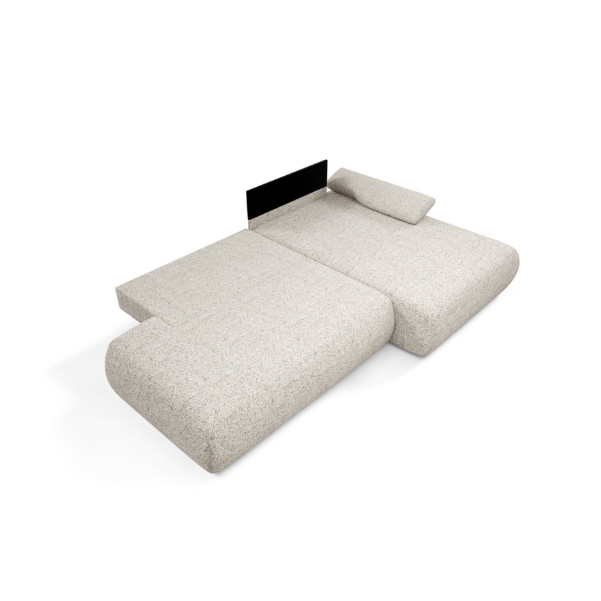 L-shaped folding corner lounge suite with a storage space PRATO right beige