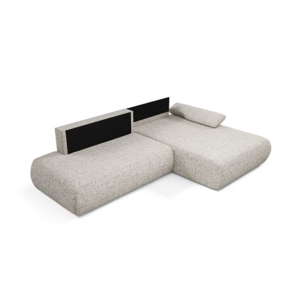 L-shaped folding corner lounge suite with a storage space PRATO right beige