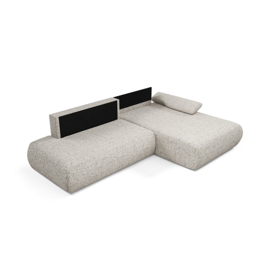 L-shaped folding corner lounge suite with a storage space PRATO right beige