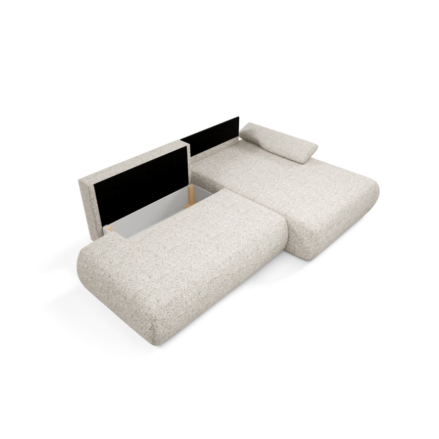 L-shaped folding corner lounge suite with a storage space PRATO right beige