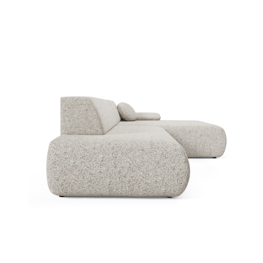 L-shaped folding corner lounge suite with a storage space PRATO right beige