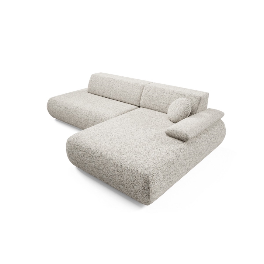 L-shaped folding corner lounge suite with a storage space PRATO right beige