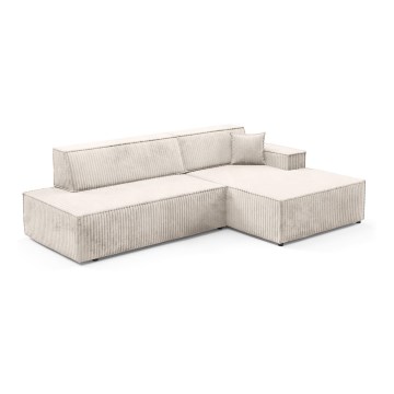L-shaped folding corner lounge suite with a storage space TERAMO right beige