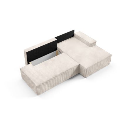 L-shaped folding corner lounge suite with a storage space TERAMO right beige