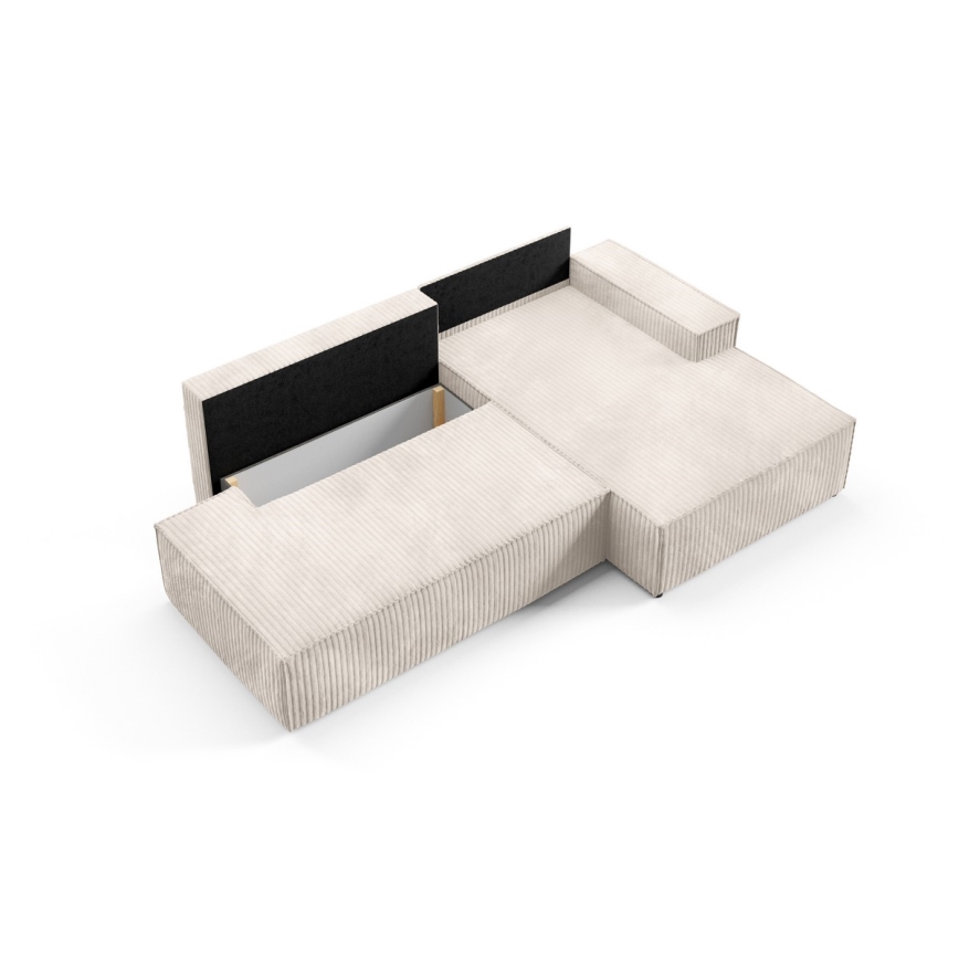 L-shaped folding corner lounge suite with a storage space TERAMO right beige
