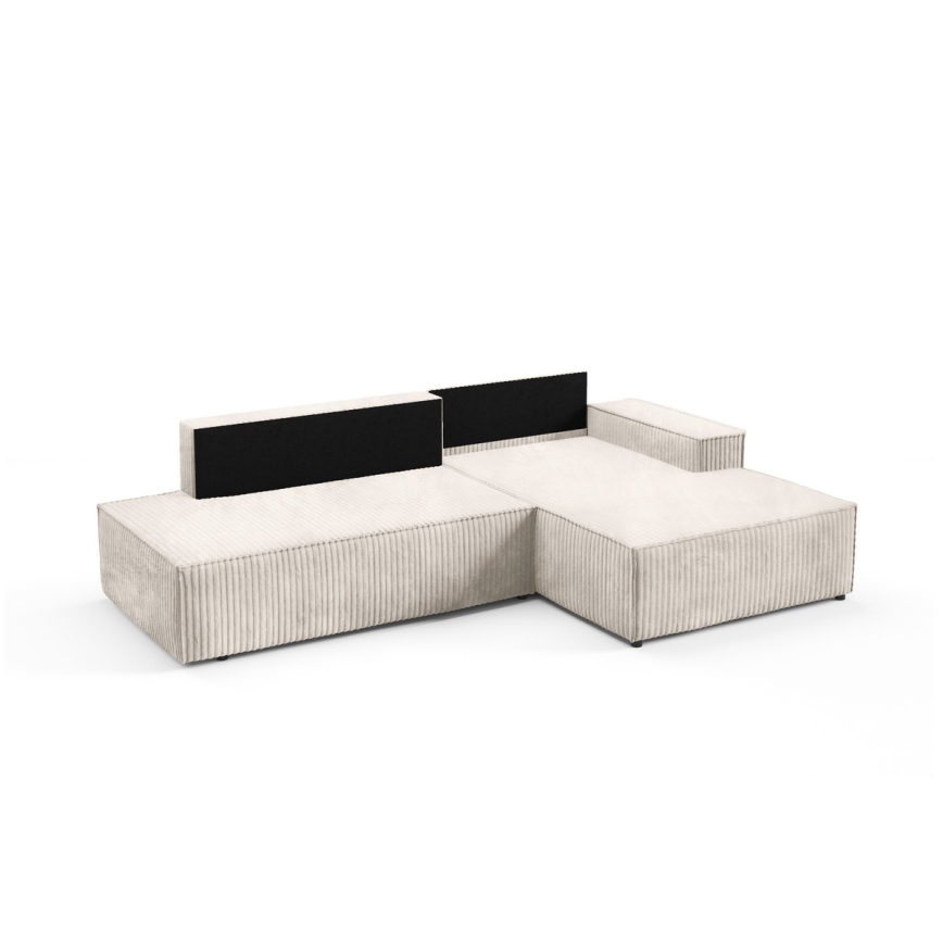 L-shaped folding corner lounge suite with a storage space TERAMO right beige