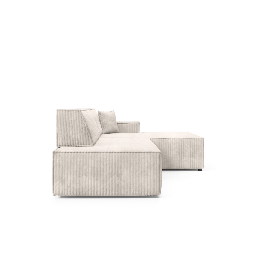 L-shaped folding corner lounge suite with a storage space TERAMO right beige