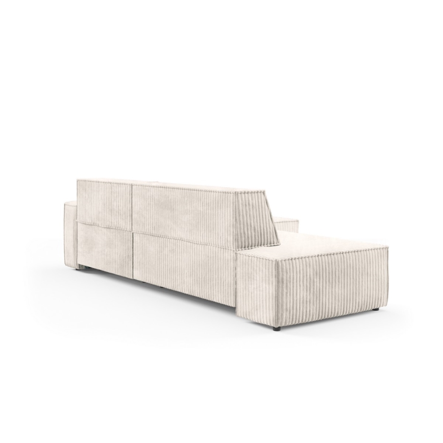 L-shaped folding corner lounge suite with a storage space TERAMO right beige
