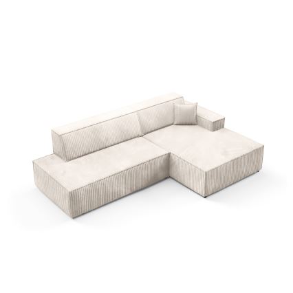 L-shaped folding corner lounge suite with a storage space TERAMO right beige