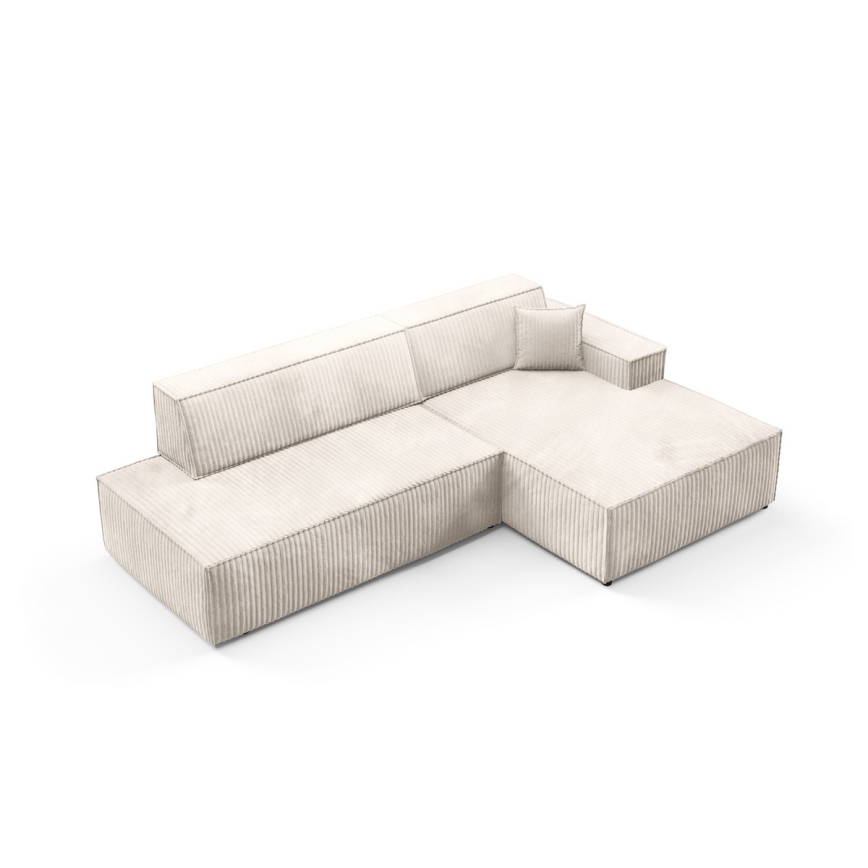 L-shaped folding corner lounge suite with a storage space TERAMO right beige