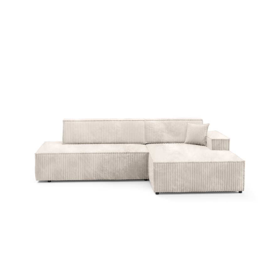 L-shaped folding corner lounge suite with a storage space TERAMO right beige