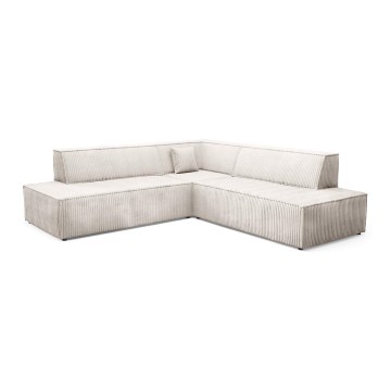 L-shaped folding corner lounge suite with a storage space TERAMO right beige